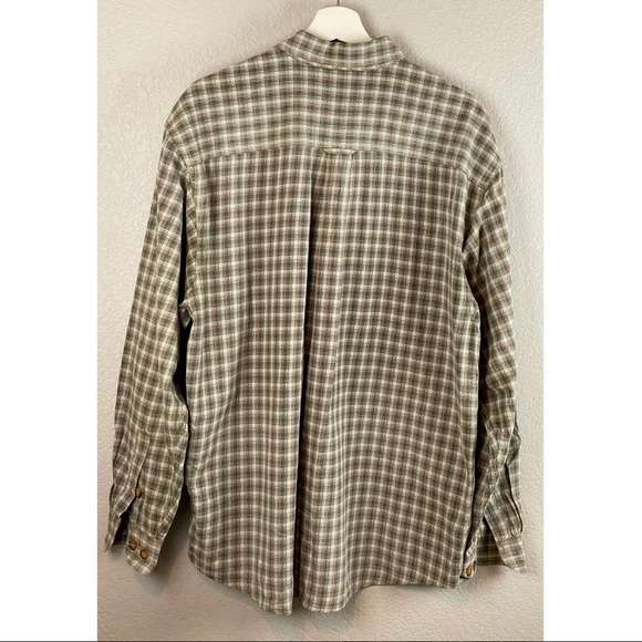 REI Mens Long Sleeve Button Down Shirt Brown/Green/Cream Houndstooth Pattern - Picture 2 of 7